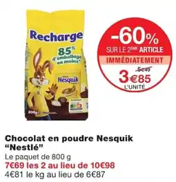 Monoprix Nesquik Chocolat en poudre offre