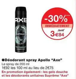 Monoprix AXE Déodorant spray Apollo offre