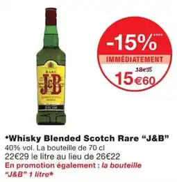 Monoprix J&B Whisky Blended Scotch Rare offre
