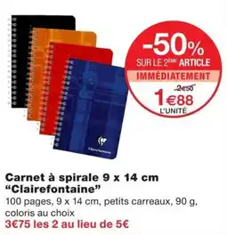 Monoprix Clairefontaine Carnet à spirale offre