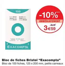 Monoprix EXACOMPTA Bloc de fiches Bristol offre