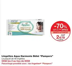 Monoprix Pampers Lingettes Aqua Harmonie Bébé offre