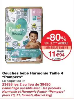 Monoprix Pampers Couches bébé Harmonie offre