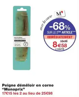 Monoprix Monoprix Peigne démêloir en corne offre