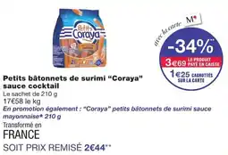 Monoprix Coraya Petits bâtonnets de surimi offre