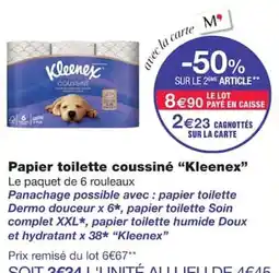 Monoprix Kleenex Papier toilette coussiné offre