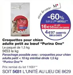 Monoprix Purina One Croquettes pour chien adulte petit au bœuf offre