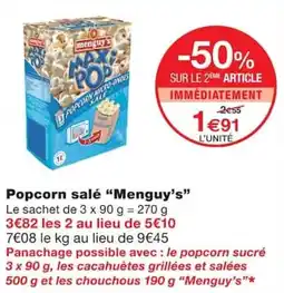 Monoprix Menguy's Popcorn salé offre