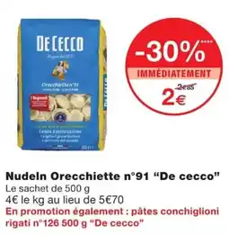Monoprix De Cecco Nudeln Orecchiette n°91 offre