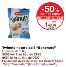 Monoprix Benenuts Twinuts nature sale offre