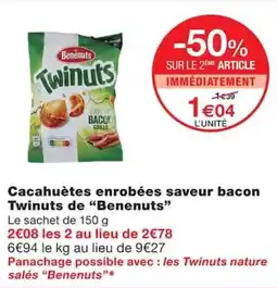 Monoprix Benenuts Twinuts cacahuetes enrobees saveur bacon offre