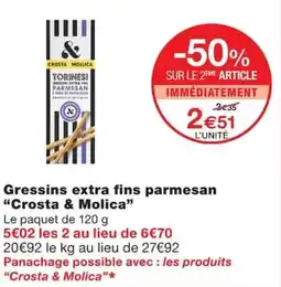 Monoprix Crosta & Molica Gressins extra fins parmesan offre