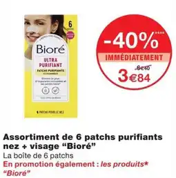 Monoprix Bioré Assortiment de 6 patches purifiants nez + visage offre