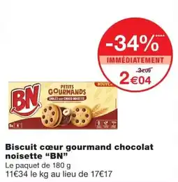 Monoprix BN Biscuit cœur gourmand chocolat noisette offre