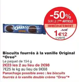 Monoprix OREO Biscuits fourrés à la vanille Original offre