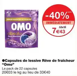 Monoprix OMO Capsules de lessive Rêve de fraîcheur offre