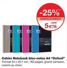 Monoprix Oxford Cahier Notebook bloc-notes A4 offre