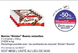 Monoprix Kinder barres bueno noisettes offre