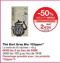 Monoprix Clipper thé earl grey bio offre