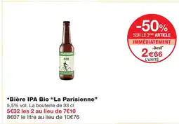 Monoprix La parisienne bière ipa bio offre