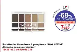 Monoprix Wet n wild palette de 10 ombres à paupières offre