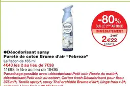 Monoprix Febreze désodorisant spray pureté de coton brume d'air offre