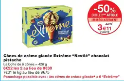 Monoprix Nestlé cônes de crème glacée extrême chocolat pistache offre