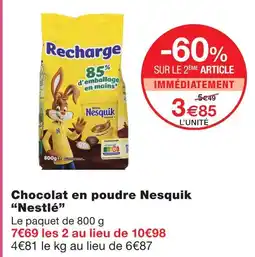 Monoprix Nestlé chocolat en poudre nesquik offre