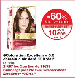 Monoprix L'oreal coloration excellence 5.3 châtain clair doré offre