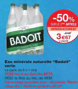 Monoprix Badoit verte eau minérale naturelle offre