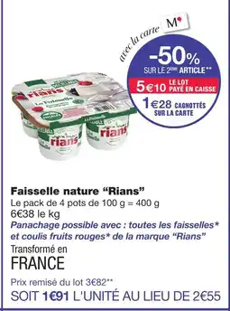 Monoprix Rians faisselle nature offre