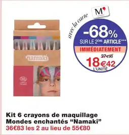 Monoprix Namaki kit 6 crayons de maquillage mondes enchantés offre
