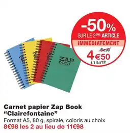 Monoprix Clairefontaine carnet papier zap book offre
