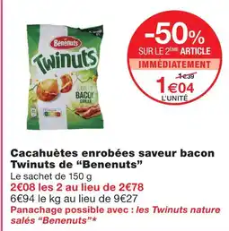 Monoprix Benenuts cacahuètes enrobées saveur bacon twinuts offre