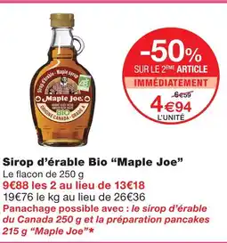 Monoprix Maple joe sirop d’érable bio offre