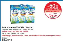 Monoprix Lactel lait vitaminé vita'vie offre