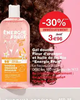 Monoprix Energie fruit gel douche fleur d'oranger et huile de lin bio offre
