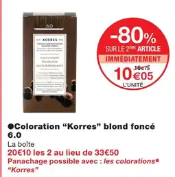 Monoprix Korres coloration blond foncé 6.0 offre