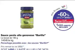 Monoprix Barilla sauce pesto alla genovese offre