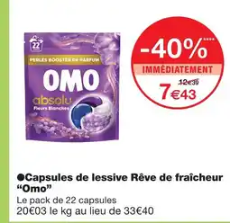 Monoprix Omo capsules de lessive rêve de fraîcheur offre
