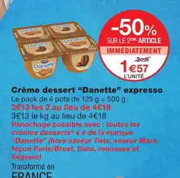 Monoprix Danette crème dessert expresso offre