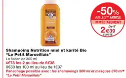 Monoprix Le petit marseillais shampoing nutrition miel et karité bio offre