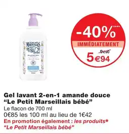 Monoprix Le petit marseillais bébé gel lavant 2-en-1 amande douce offre