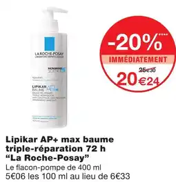 Monoprix La roche posay lipikar ap+ max baume triple-réparation 72 h offre
