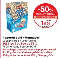 Monoprix Menguy's popcorn salé offre
