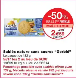 Monoprix Gerblé sablés nature sans sucres offre
