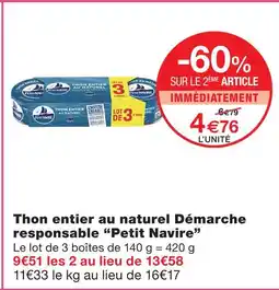 Monoprix Petit navire thon entier au naturel démarche responsable offre