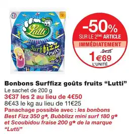 Monoprix Lutti bonbons surffizz goûts fruits offre