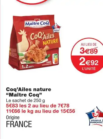 Monoprix Maître coq coq’ailes nature offre