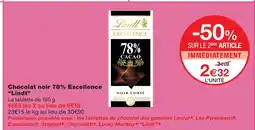 Monoprix Lindt chocolat noir 78% excellence offre